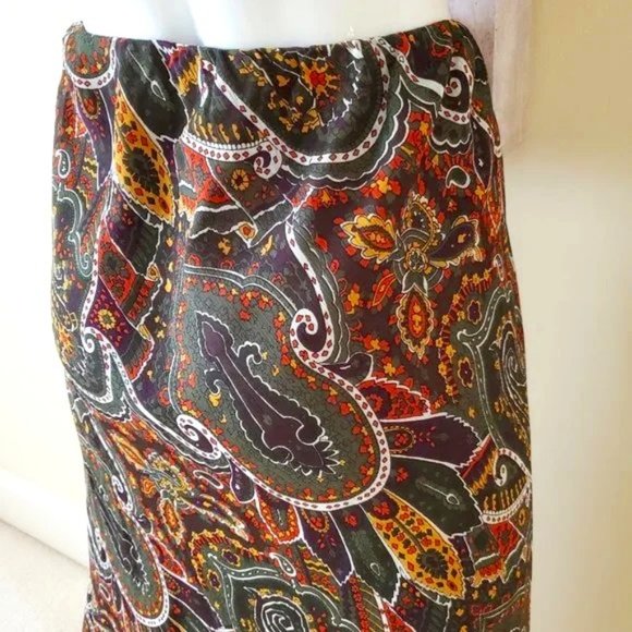 Cato Paisley Print Wavy Hem Maxi Skirt SZ L - Picture 8 of 9